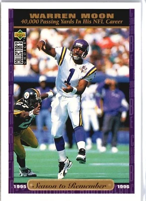 1996 Collector's Choice #65 Season To Remember  Warren Moon Minnesota Vikings  - Image 1 of 2