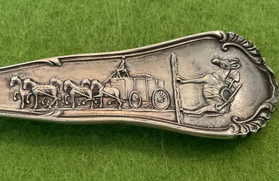 Struck it Rich Pack Mula Minería Carro Caballos 6" Cuchara de Recuerdo Esterlina 20.5g Foto 1 de 4