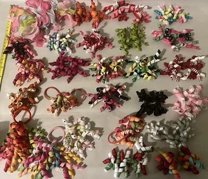 Gymboree Curly hair clips lot of 48 (24 pairs) bows Plus 2 Ponytail Holders - Picture 1 of 7