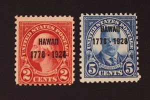 UNITED STATES POSTAGE STAMP 2C 5C HAWAII 1778-1928 OVPT #647 #648 MNH SET OF 2 - Picture 1 of 2