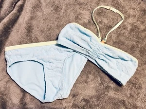 Justice Girls 2 Piece Halter Terry Bikini Swimsuit Small 7-8 Blue EUC - Picture 1 of 6