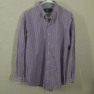 Ralph Lauren Custom Fit Adult Mens 16 1/2 32/33 Purple Striped Long Sleeve... - Picture 1 of 10