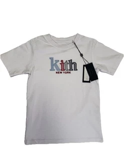 KITH Kids Novelty New York Embroidered Classic Logo Shirt Tee Small White - Picture 1 of 7