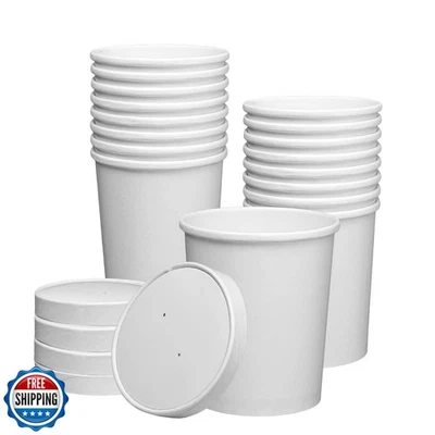 Gusto [32 Unzen - 25 Stück weiße Papier Lebensmittelbehälter mit belüfteten Deckeln - To Go - Bild 1 von 4