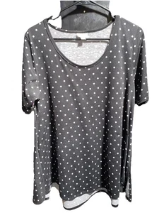 LuLaRoe U-Ausschnitt schwarz-weiß gepunktet Fit & Flare Kurzarm Tunika M - Bild 1 von 2