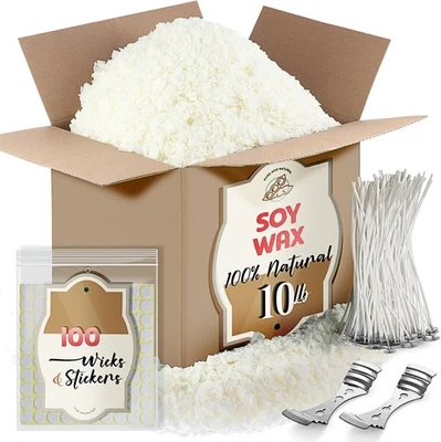Cera de soja natural orgánica a granel para hacer velas, kit de copos de cera de soja de 10 libras Foto 1 de 4