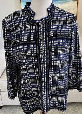 Chaqueta a Cuadros Misook Azul Blanco y Negro Talla Mediana Foto 1 de 4