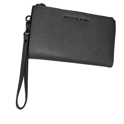 Cartera a Presión Michael Kors Jet Set Viaje Doble Cremallera GRIS Cuero Saffiano DEFECTUOSA Foto 1 de 4