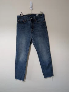 Levi's Wedgie Fit White Oak Cone Denim Blue Jeans Raw Hem W28 - Picture 1 of 10