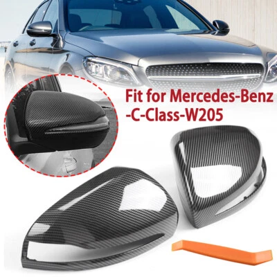 Carbon Fiber Mirror Covers For Mercedes Benz W205 W222 X253 W213 C E S GLC Class - Изображение 1 из 4