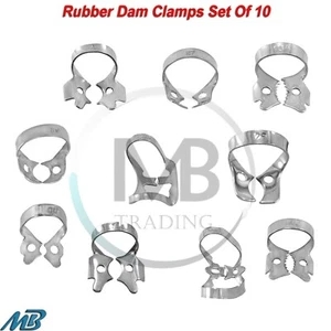 Dental Orthodontic Rubber Dam CordClamp Endo Restorative Dam Clamps Set Of 10 - Picture 1 of 5