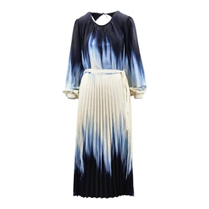 M&S Collection Ombre Tie Waist Pleated Midi Waisted Dress - Picture 1 of 7