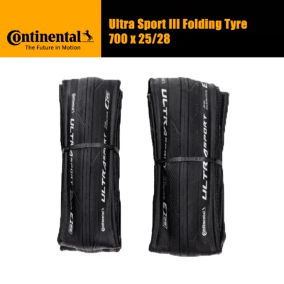 Continental Ultra Sport III Folding Tyre 700x25/28c Road Bike Tire Black 1-4 Pcs