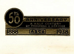 OPC 1938 Asco 50 aniversario lámina troquelada etiqueta de 3" usada - Imagen 1 de 1