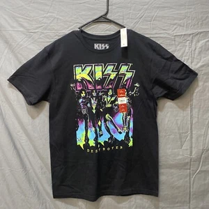 Kiss Destroyer Shirt Maglietta Uomo Fascia Media Rock & Roll Neon Grafica Nuova - Foto 1 di 11