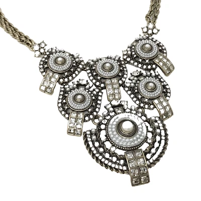 Collar Babero BANANA REPUBLIC Tono Dorado Imitación Perla Cristal Pasarela RARO Foto 1 de 4