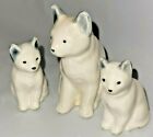 Porcelain Cat Trio, 1 adult cat, 2 young kittens