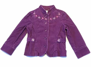 GYMBOREE Girls PRETTY IN PLUM Corduroy Jacket 4 Cotton Button Front Embroidered - Picture 1 of 7
