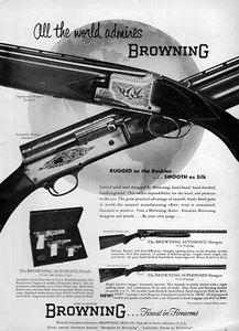 1954 Browning Automatic & Superposed Shotgun Original Print Ad - Picture 1 of 1