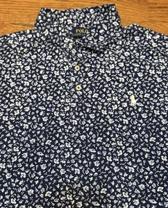 Camisa Polo Ralph Lauren Para Hombres XL Personalizada Calce Ajustado Azul Floral Geométrica Golf Nueva Sin Etiquetas - Imagen 1 de 9
