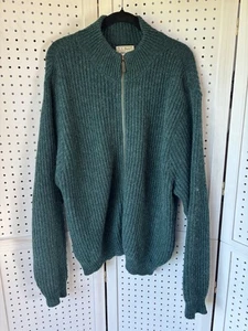 L.L. Bean Herren Lg Grün Wolle Alpaka Full Zip Strickjacke Pullover Vintage - Bild 1 von 7