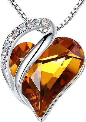 Collares para Mujer, Infinity Love Piedra de Nacimiento Corazón Cristal Colgante, Cumpleaños Je Foto 1 de 4