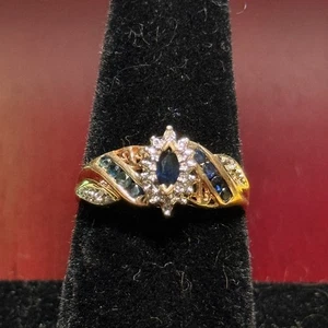 BEAUTIFUL 10K Sapphire Gold Diamond  Ring 2.55g Fine Jewelry Size 7 - Picture 1 of 6
