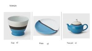 FUKAGAWASEIJI Teapot TEWAZA Cerulean kiwami POT &Cup & Plate Set - Picture 1 of 16