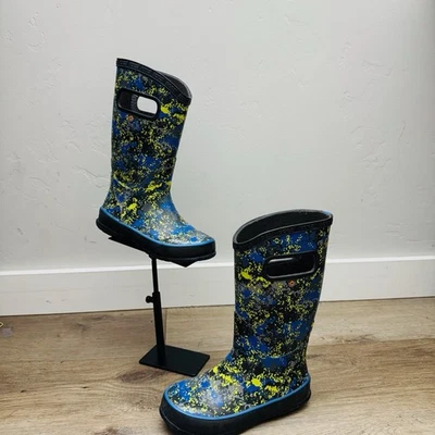 Botas de Lluvia Bogs Verde Y Azul Camufladas Textura Niños Talla 13 Foto 1 de 4