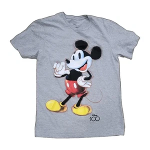 Disney Mickey Mouse Youth 100 Retro Graphic Gray Shirt S - Picture 1 of 6