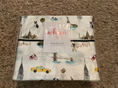 Новый с Ярлыками Martha Stewart прихоть простыни комплект - король - Нью-Йорк узор (9553) - Изображение 1 из 3