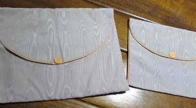 Lencería vintage tocador bolsillo acolchado bolsas de viaje/almacenamiento gris naranja Moire Foto 1 de 4