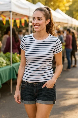 Pantalones Cortos Vaqueros Tommy Hilfiger Frente Plano Preppy Lavado Oscuro Talla 2 Foto 1 de 4