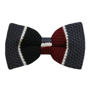 Men's Black, Red And Gray Stripe 2.75 W And 4.75 L Inch Knit Pre-Tied - Picture 1 of 3