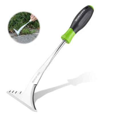 WORKPRO 12.5" Desmalezadora Manual de Grietas Acero Inoxidable Desmalezadora Herramienta de Jardinería Foto 1 de 4