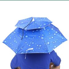 77cm Sunscreen Windproof Head-Mounted Umbrella Folding Hat Umbrella(Blue) HO DO