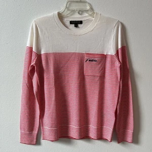 Banana Republic gestreifter extrafeiner Merinowolle Langarm Strick Pullover Oberteil M - Bild 1 von 16