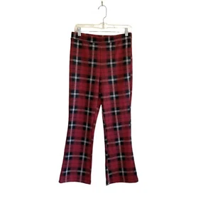 Pantalones elásticos Forever 21 Womans grandes rojos a cuadros a cuadros con llamaradas tejidos - Imagen 1 de 9