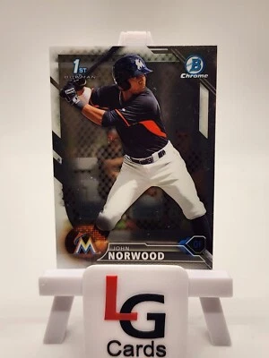 2016 Bowman John Norwood BCP27 Miami Marlins kk1 - Image 1 of 2