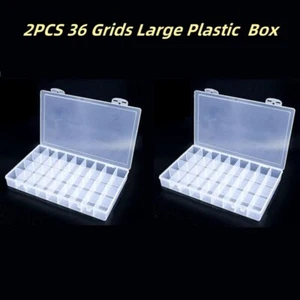 2 PAack Large Clear Plastic Organizer Storage Box Container with Dividers USA - Picture 1 of 5