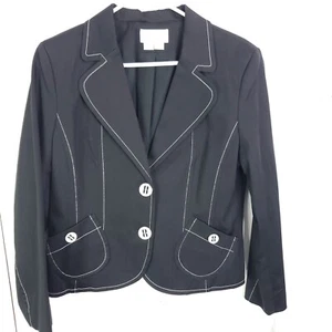 Conrad C Blazer Womens 12 Petite White Stitch Suiting Two Button Evening - Picture 1 of 9