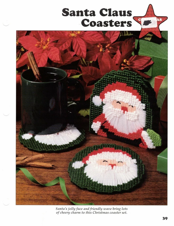Santa Claus Coasters Plastic Canvas Pattern Projects By Leisure Arts - Image 1 of 1