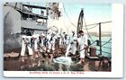 Postcard Scrubbing Decks on Board a US Man O'War 1917 J100