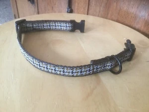 Pre Owned Plaid Webbed Collar. Brown, Black, Tan. 10” to 18”. - Picture 1 of 5
