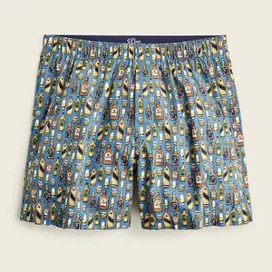 NWT J.Crew Men's MEDIUM Boxers "Whiskey Bar" 100% Cotton Poplin Blue - Picture 1 of 1
