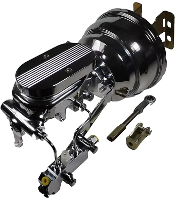 1958-64 Chevy Impala 7'' Dual Chrome Power Brake Booster Master Disc Disc Kit - Image 1 of 4