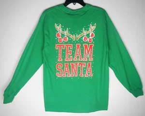 Southern Y'all Women Christmas in the South Green Team Santa Long Sleeve T-Shirt - Picture 1 of 4