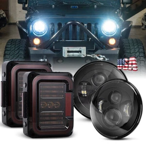 Combo for Jeep JK JKU 07-18 7" Led High/Low Headlights&Tail Lights Running Lamps - Picture 1 of 12