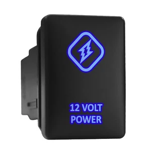 12 VOLT POWER Blue Backlit Switch Short Push Button 1.28"x 0.87" (Fit: Toyota) - Picture 1 of 6