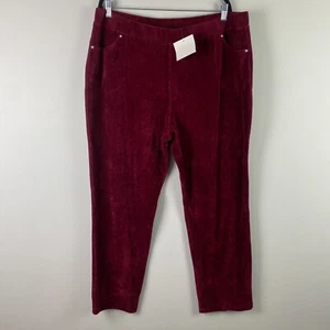 Quacker Factory Pull On Corduroy Slim Leg Pants Size XL Burgundy Red - Picture 1 of 11